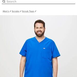 Figs Mens Royal Blue V-Neck Scrub Top Leon